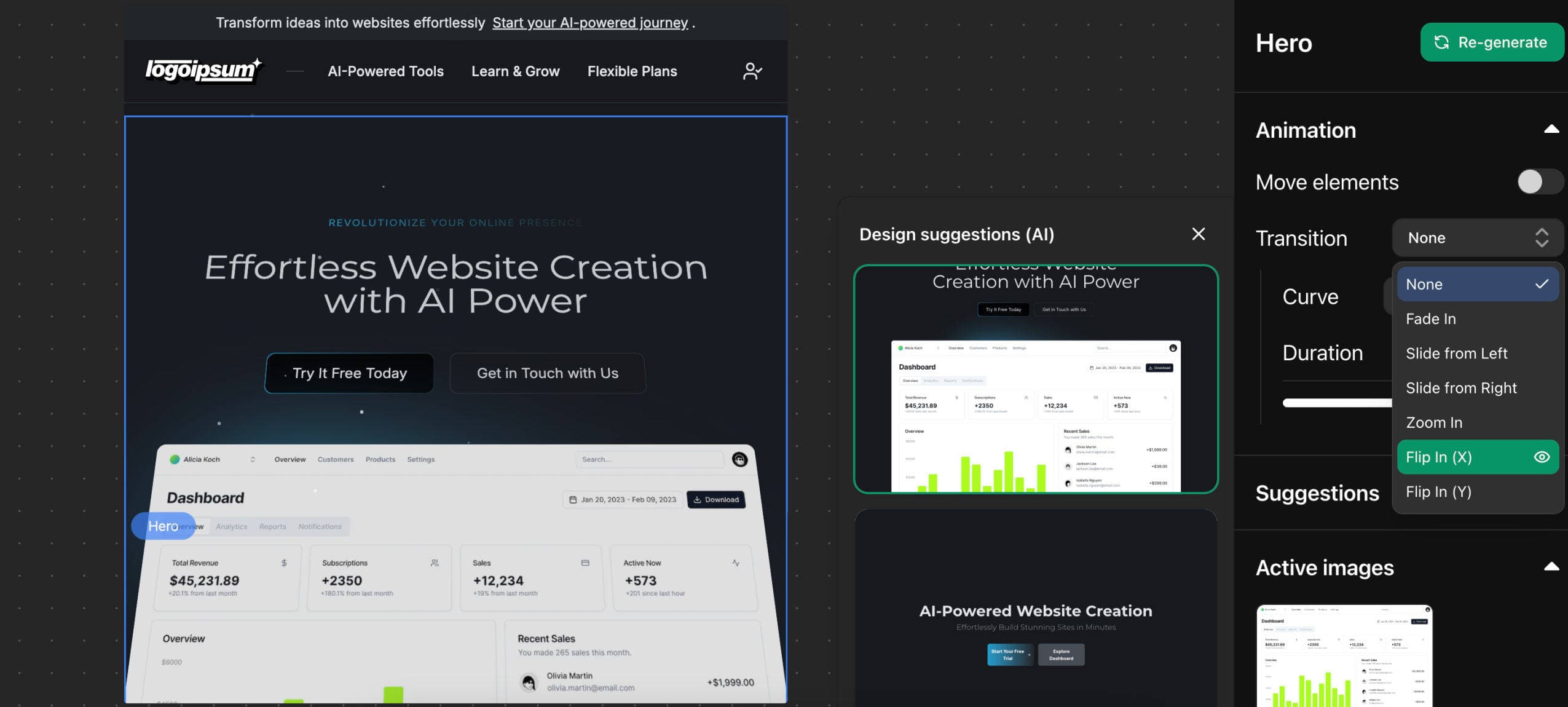 Webetti website builder interface